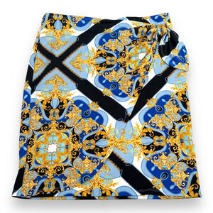 Bold Elements Baroque Skirt Womens XXL 2XL Mosaic Gold Cut To Curve Blue Scroll